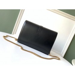 Saint Laurent WOC Sulpice Chain Wallet In Black Calfskin 620