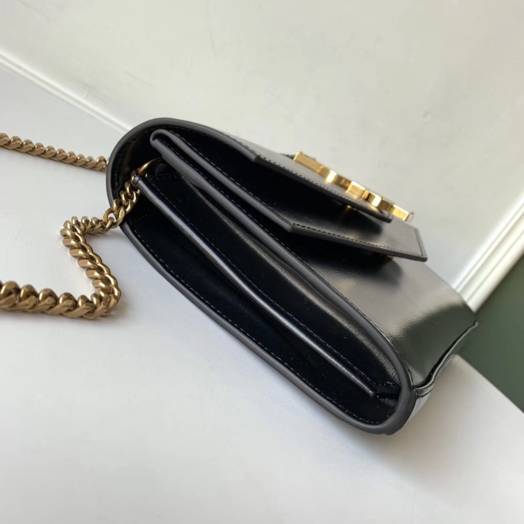 Saint Laurent WOC Sulpice Chain Wallet In Black Calfskin 620