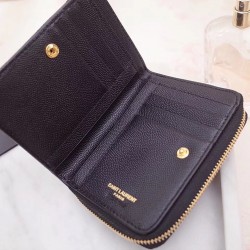 Saint Laurent Compact Zip Around Wallet In Black Leather 768