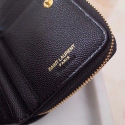 Saint Laurent Compact Zip Around Wallet In Black Leather 768