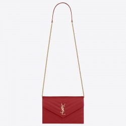 Saint Laurent WOC Envelope Chain Wallet In Red Leather 060