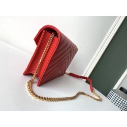 Saint Laurent WOC Envelope Chain Wallet In Red Leather 060