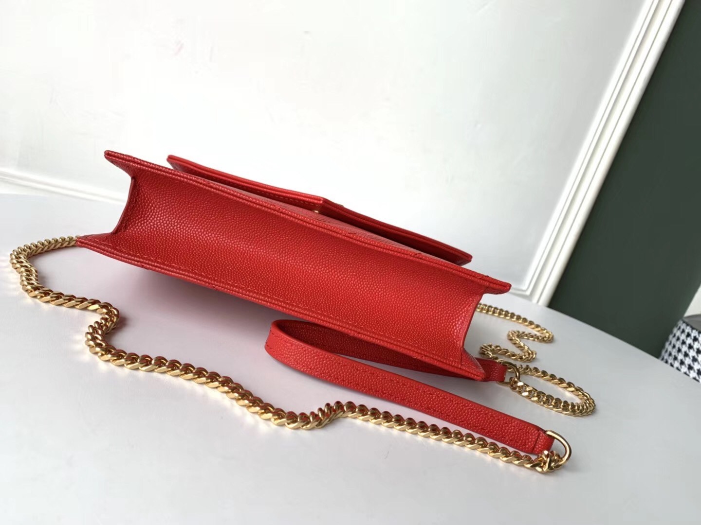 Saint Laurent WOC Envelope Chain Wallet In Red Leather 060