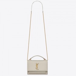 Saint Laurent WOC Sunset Chain Wallet In White Calfskin 183