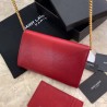 Saint Laurent WOC Uptown Chain Wallet In Red Leather 234