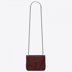 Saint Laurent WOC Niki Chain Wallet In Bordeaux Crinkled Leather 883