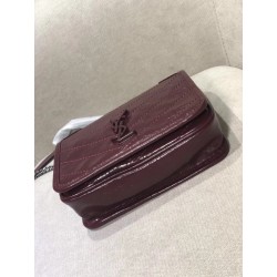 Saint Laurent WOC Niki Chain Wallet In Bordeaux Crinkled Leather 883