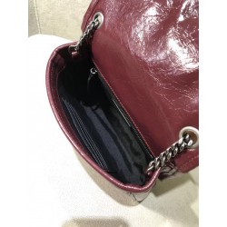 Saint Laurent WOC Niki Chain Wallet In Bordeaux Crinkled Leather 883