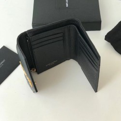 Saint Laurent Compact Tri Fold Wallet In Black Leather 713