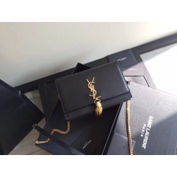 Saint Laurent WOC Kate Tassel Chain Wallet In Black Calfskin 924