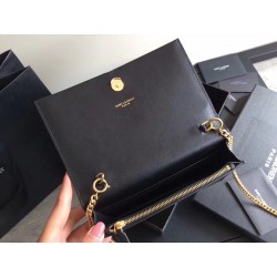 Saint Laurent WOC Kate Tassel Chain Wallet In Black Calfskin 924