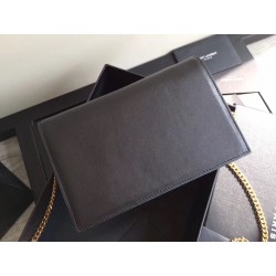 Saint Laurent WOC Kate Tassel Chain Wallet In Black Calfskin 924