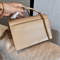 Saint Laurent WOC Sunset Chain Wallet In Taupe Calfskin 262