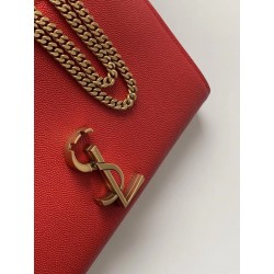 Saint Laurent WOC Cassandra Chain Wallet In Red Leather 131