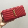 Saint Laurent Monogram Zip Around Wallet In Red Grained Leather 300