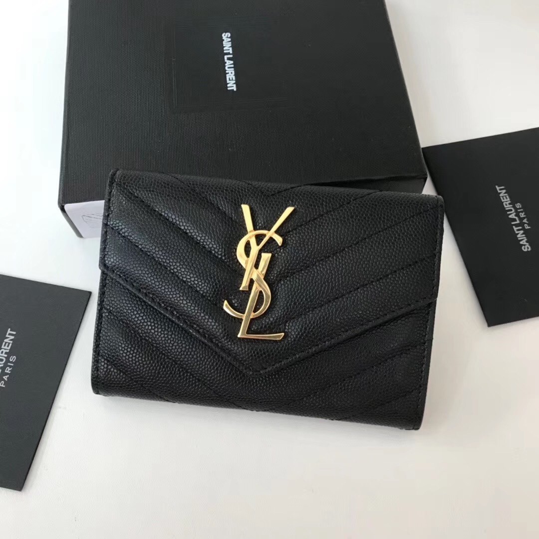 Saint Laurent Small Envelope Wallet In Black Leather 544