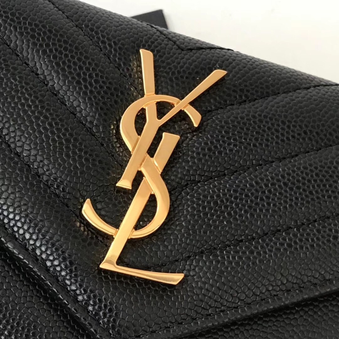 Saint Laurent Small Envelope Wallet In Black Leather 544