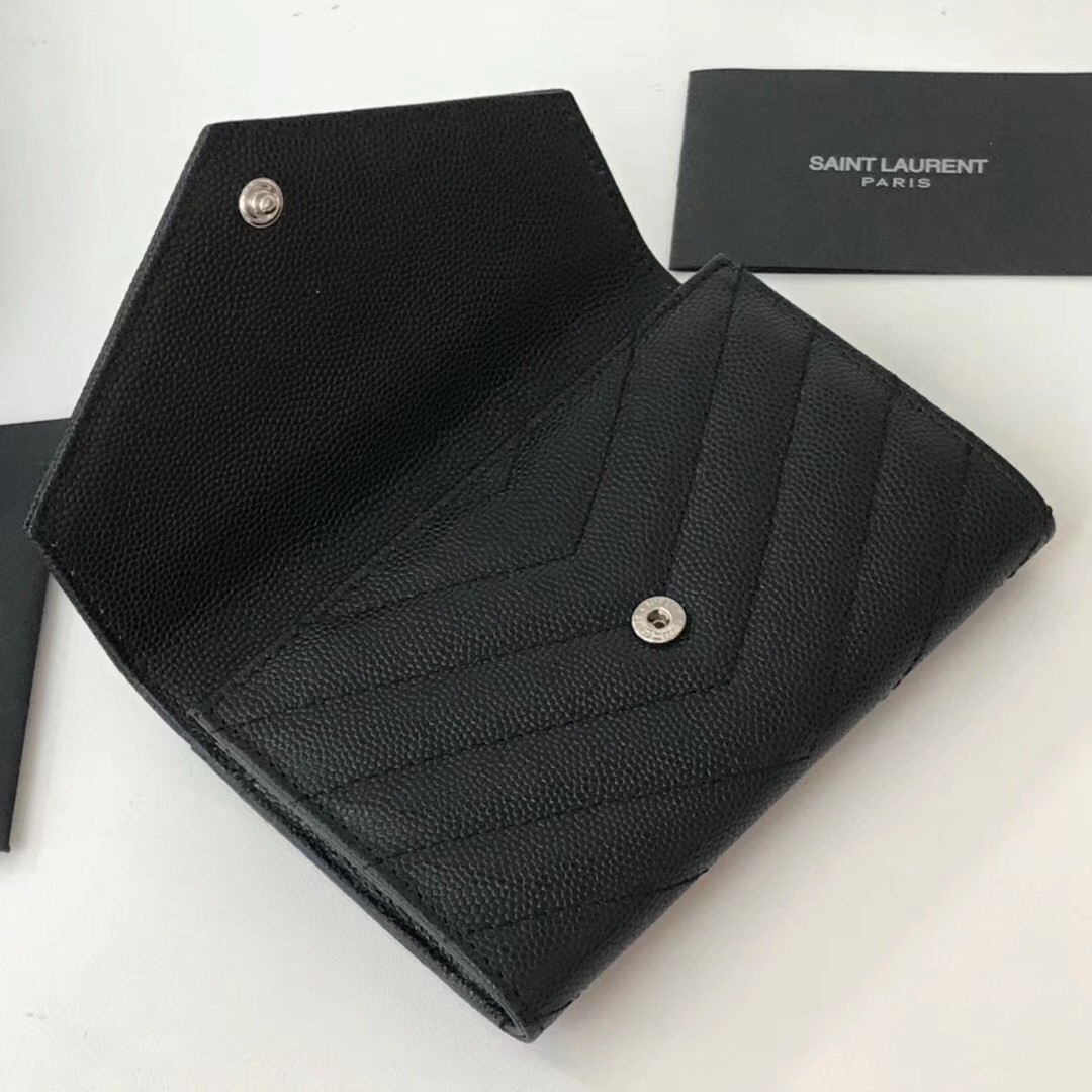 Saint Laurent Small Envelope Wallet In Noir Leather 779