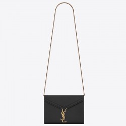 Saint Laurent WOC Cassandra Chain Wallet In Black Leather 432