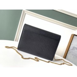 Saint Laurent WOC Cassandra Chain Wallet In Black Leather 432