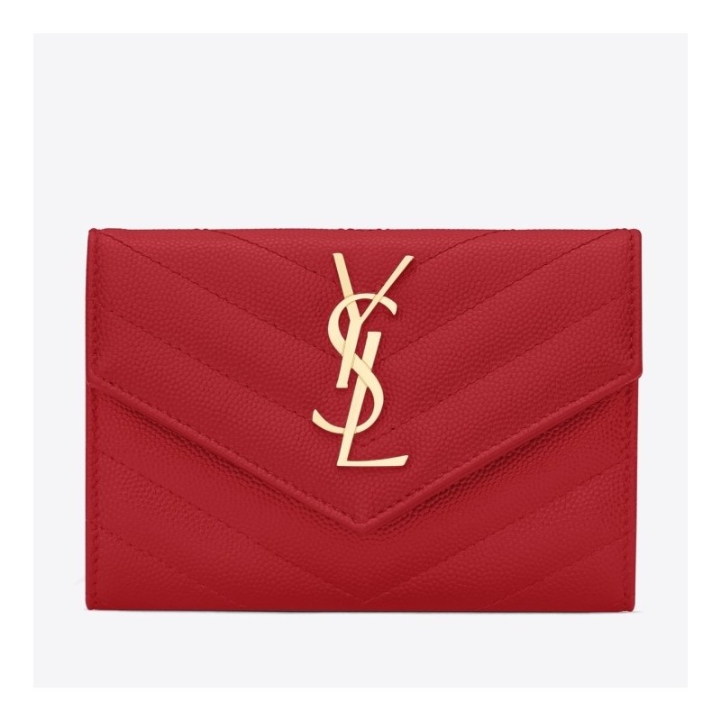 Saint Laurent Small Envelope Wallet In Red Leather 243