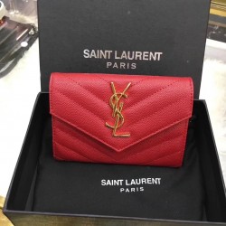 Saint Laurent Small Envelope Wallet In Red Leather 243