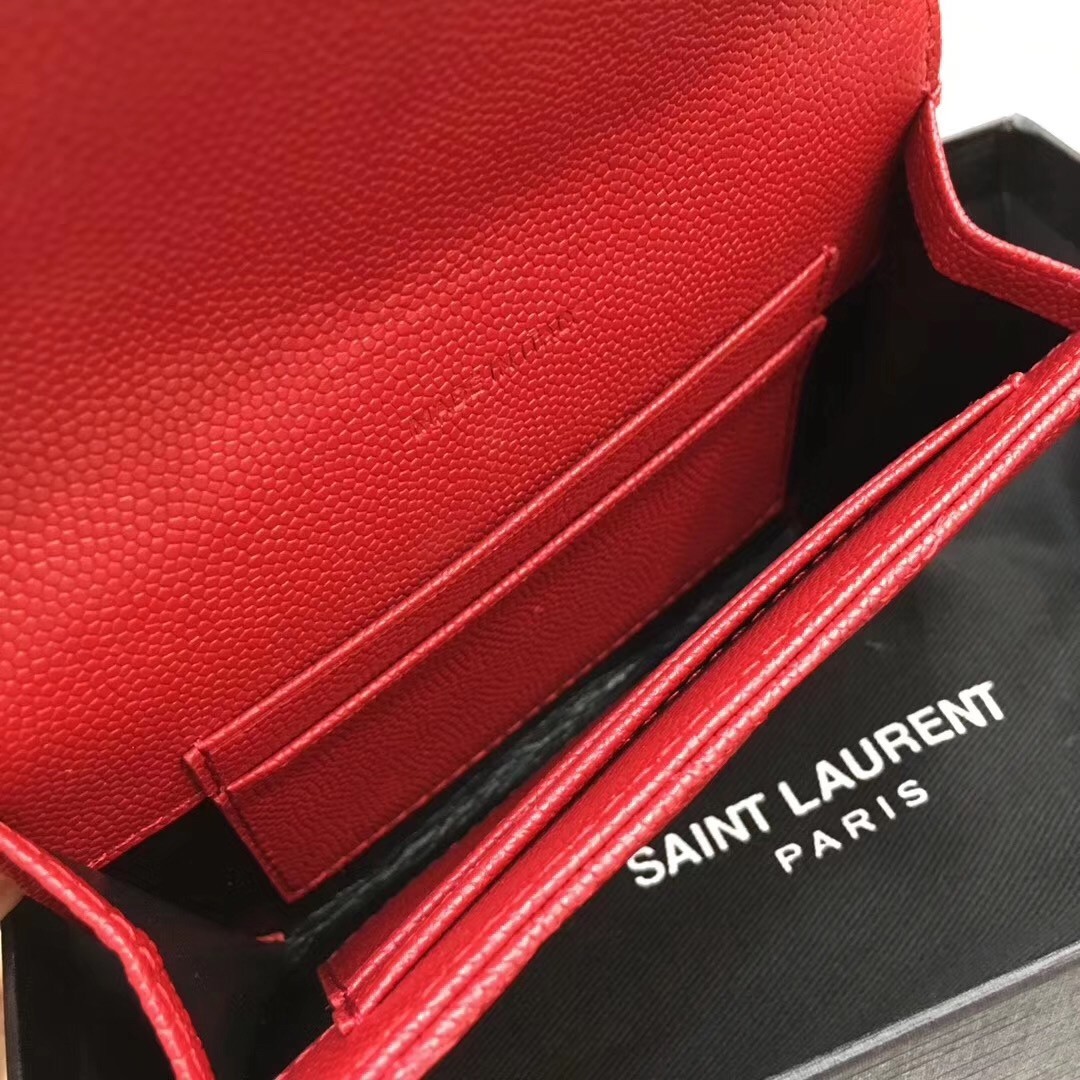 Saint Laurent Small Envelope Wallet In Red Leather 243