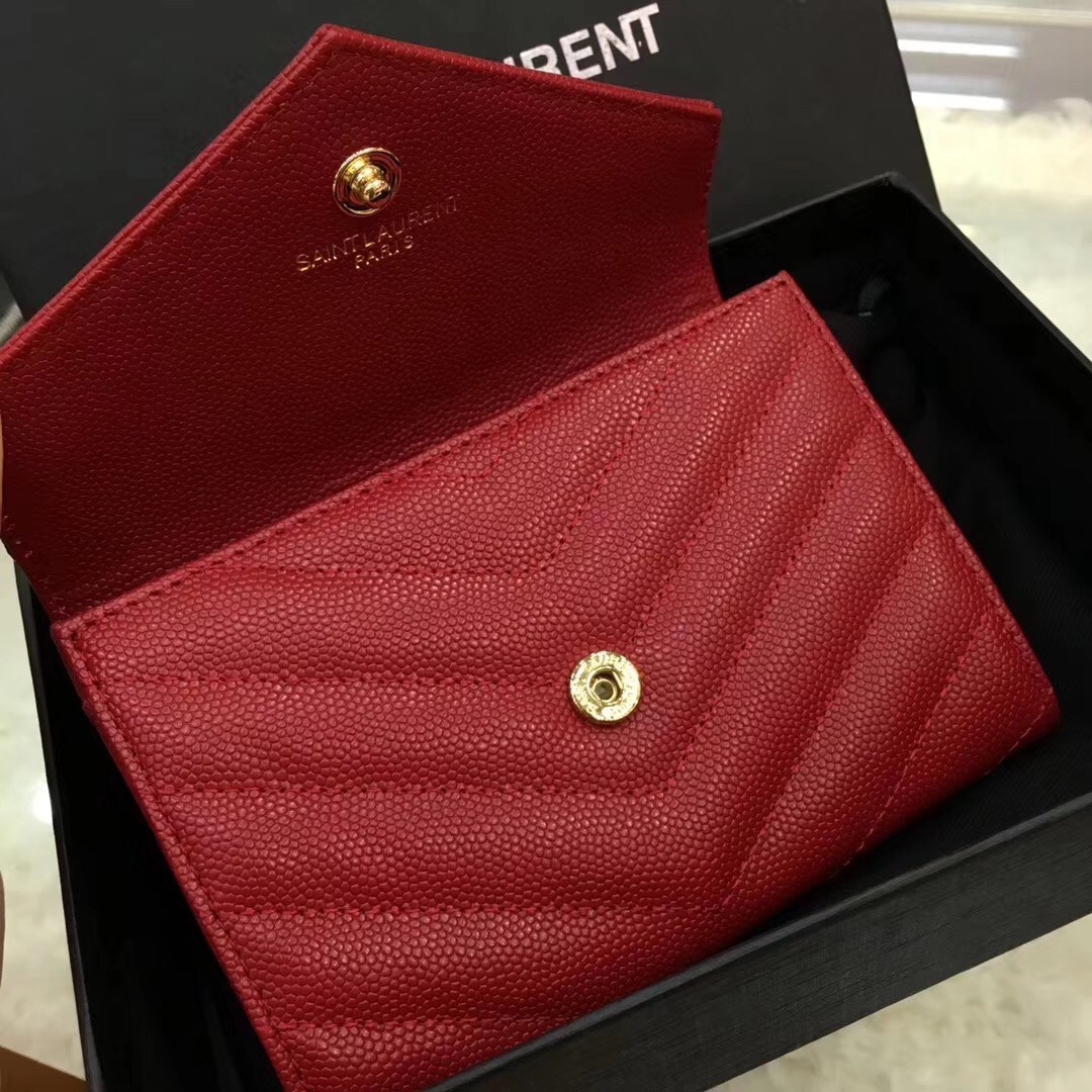 Saint Laurent Small Envelope Wallet In Red Leather 243