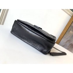 Saint Laurent WOC Niki Chain Wallet In Black Crinkled Leather 647