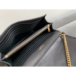 Saint Laurent WOC Becky Chain Wallet In Black Lambskin 377