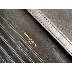 Saint Laurent WOC Becky Chain Wallet In Black Lambskin 377