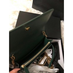 Saint Laurent WOC Sunset Chain Wallet In Green Calfskin 391