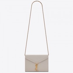 Saint Laurent WOC Cassandra Chain Wallet In White Leather 403