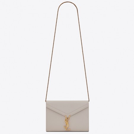 Saint Laurent WOC Cassandra Chain Wallet In White Leather 403