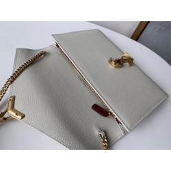 Saint Laurent WOC Cassandra Chain Wallet In White Leather 403