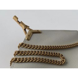 Saint Laurent WOC Cassandra Chain Wallet In White Leather 403