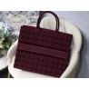 Dior Book Tote Bag In Bordeaux Cannage Embroidered Velvet 067