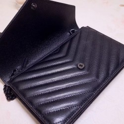 Saint Laurent WOC Envelope Chain Wallet All Black 943