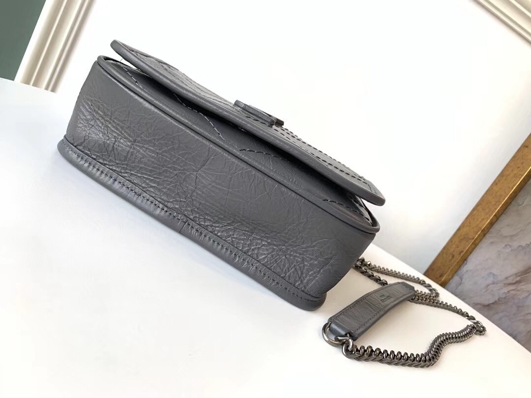 Saint Laurent WOC Niki Chain Wallet In Storm Crinkled Leather 171