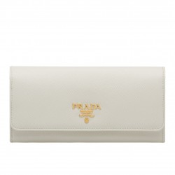 Prada Continental Wallet In White Saffiano Leather 841