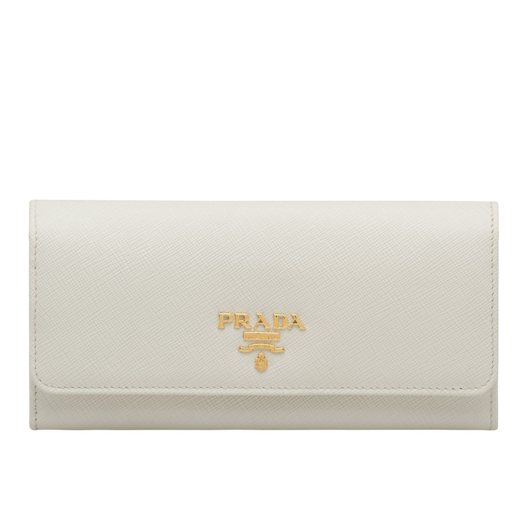 Prada Continental Wallet In White Saffiano Leather 841