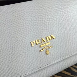 Prada Continental Wallet In White Saffiano Leather 841