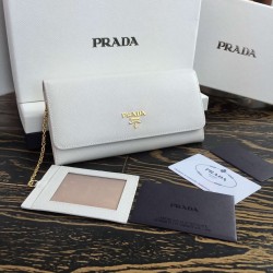 Prada Continental Wallet In White Saffiano Leather 841