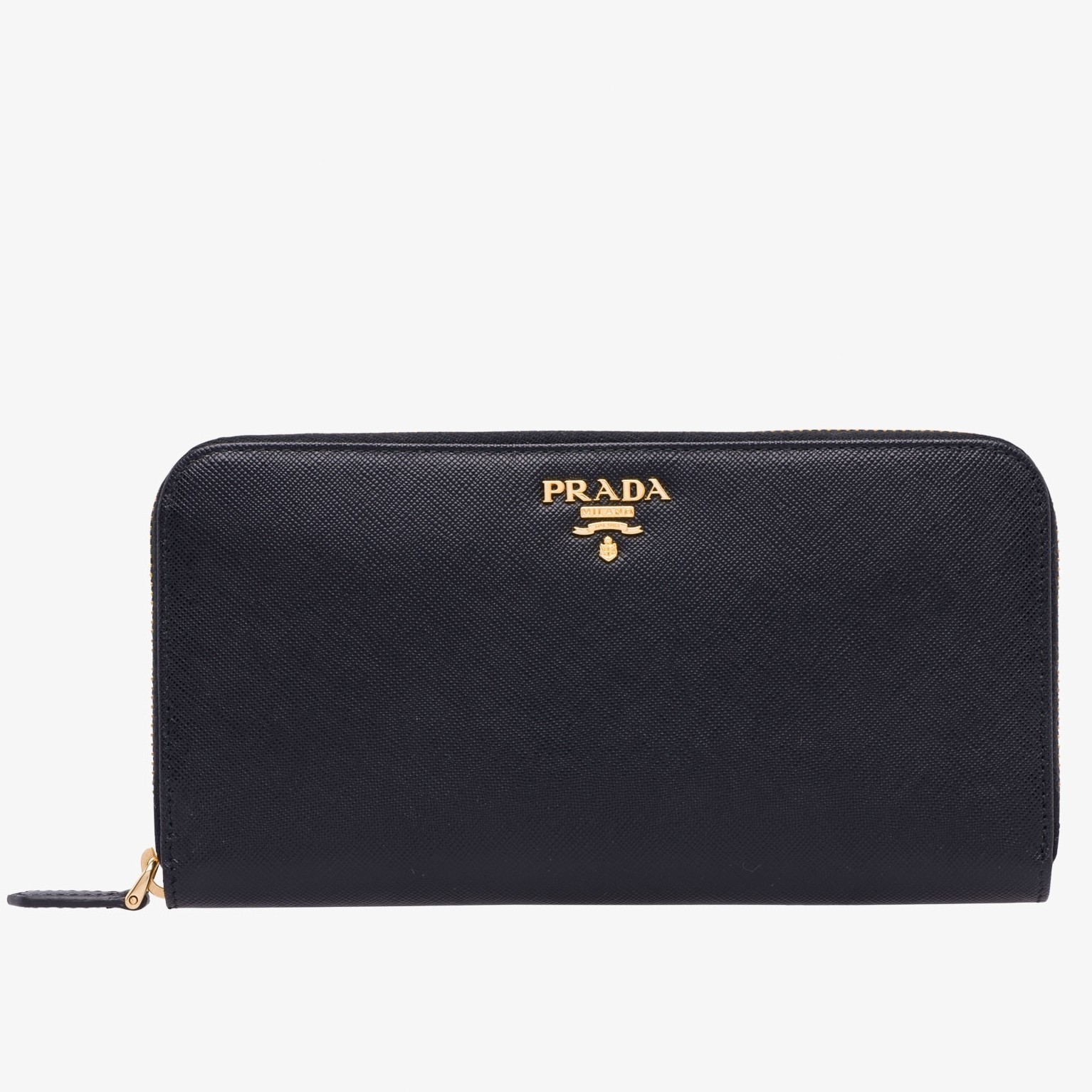 Prada Zipped Wallet In Black Saffiano Leather 449