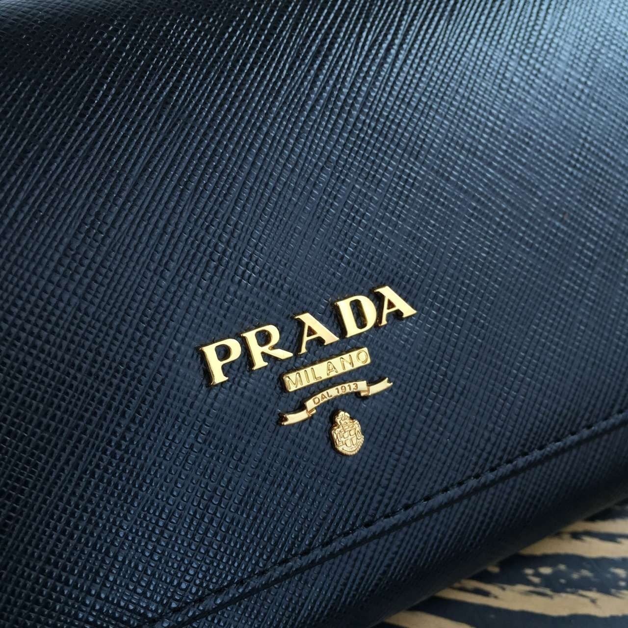 Prada Continental Wallet In Black Saffiano Leather 558