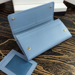 Prada Continental Wallet In Light Blue Saffiano Leather 101