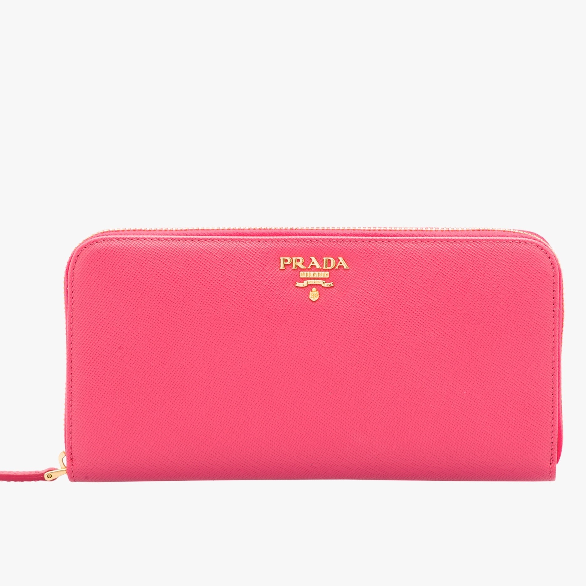 Prada Zipped Wallet In Pink Saffiano Leather 560