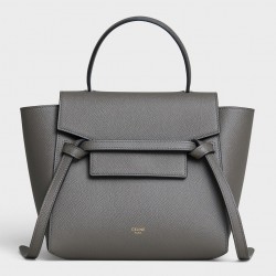 Celine Belt Nano Bag In Grey Grained Calfskin 043