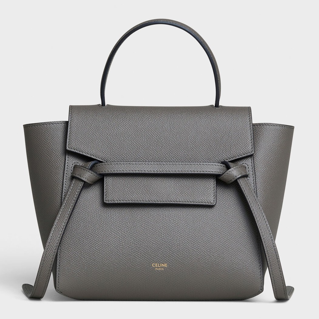 Celine Belt Nano Bag In Grey Grained Calfskin 043