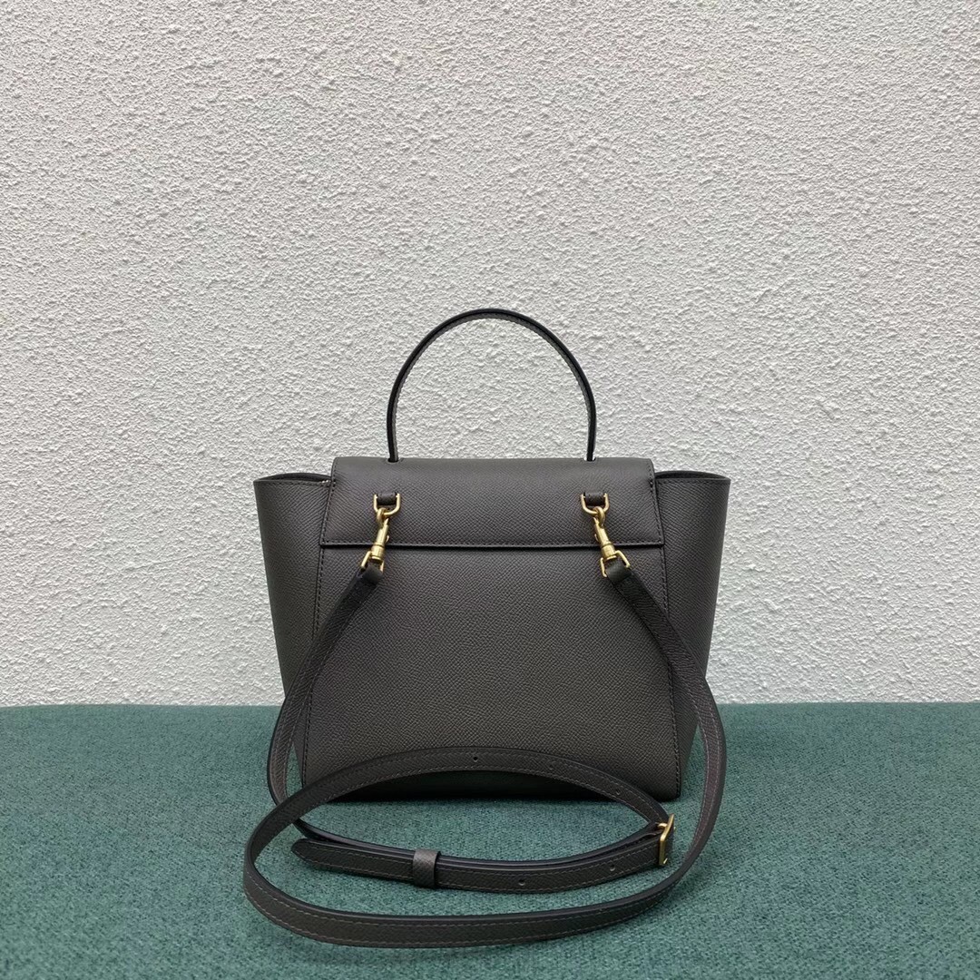 Celine Belt Nano Bag In Grey Grained Calfskin 043